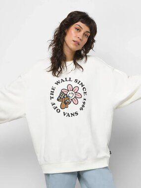 Vans Zen Vibes Oversized Crewneck Sweatshirt XS Relaxed Fit Graphic Pullover